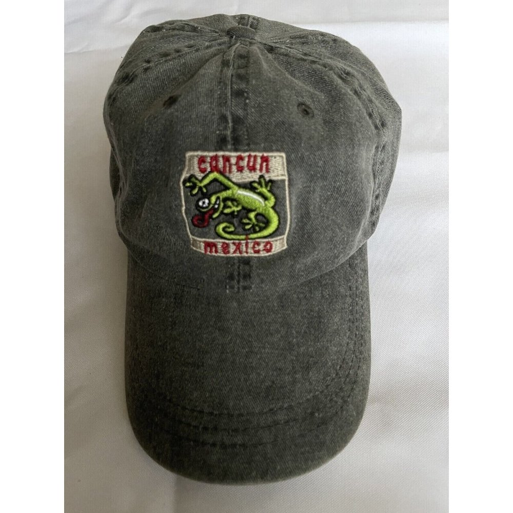 Baseball Cap Trucker Hat CANCUN MEXICO Adjustable - Grey Denim Jean material